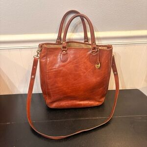Vtg. Brahmin Brown Leather Handbag/Satchel 12" Tall